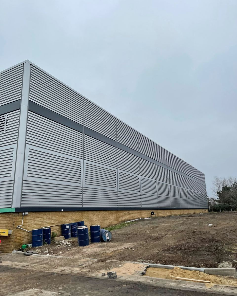Warehouse cladding after spraying