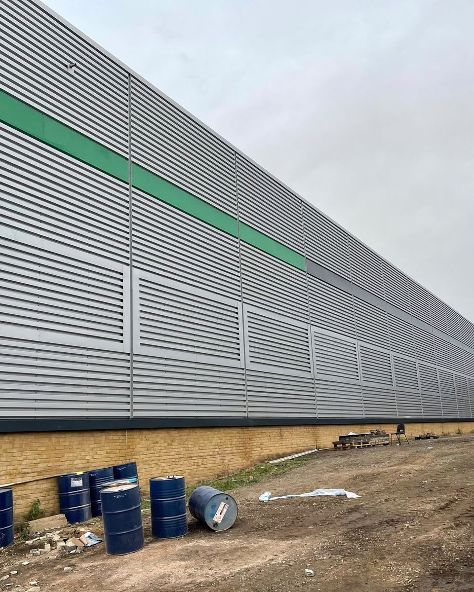 Warehouse cladding before spraying