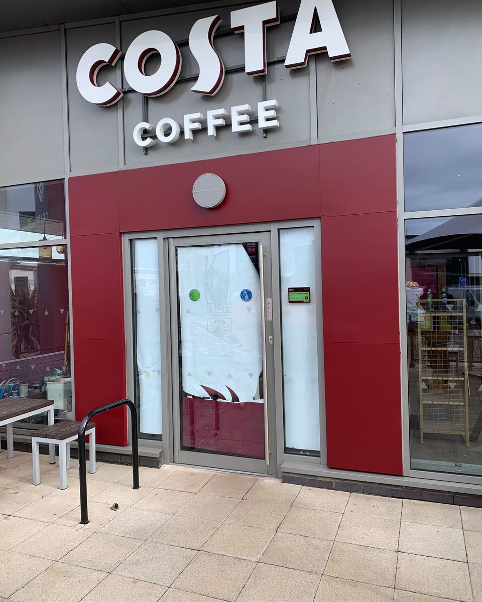 Coffee shop front after spraying