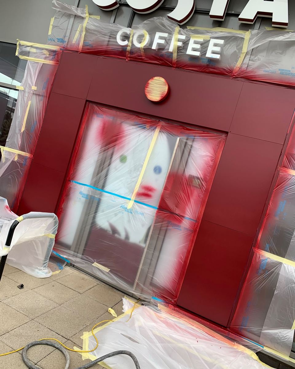 Coffee shop front before spraying