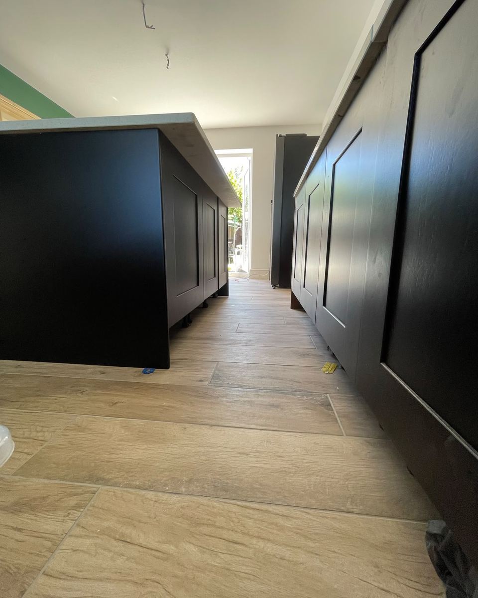 Kitchen units sprayed matt black