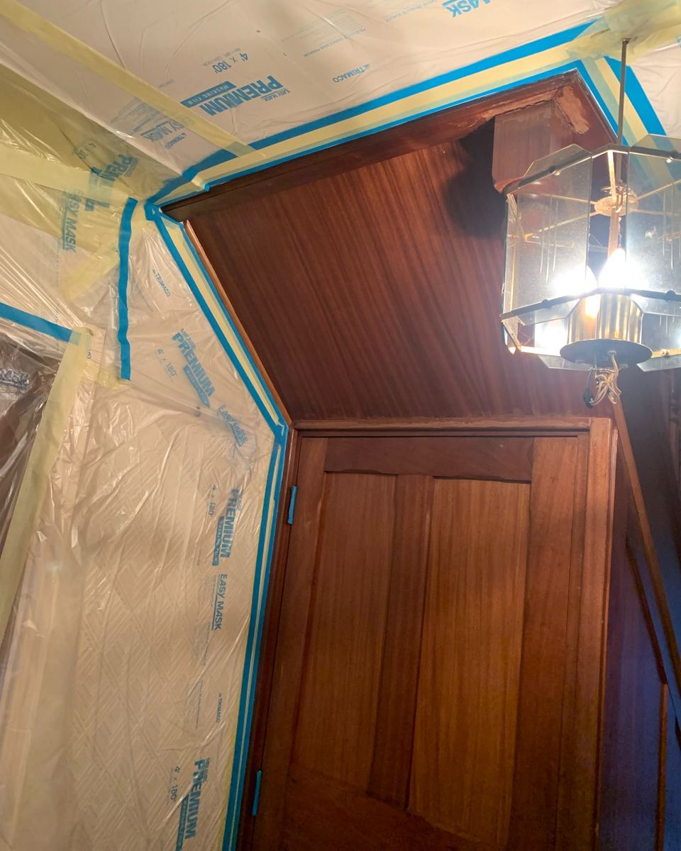 Understairs door before spraying
